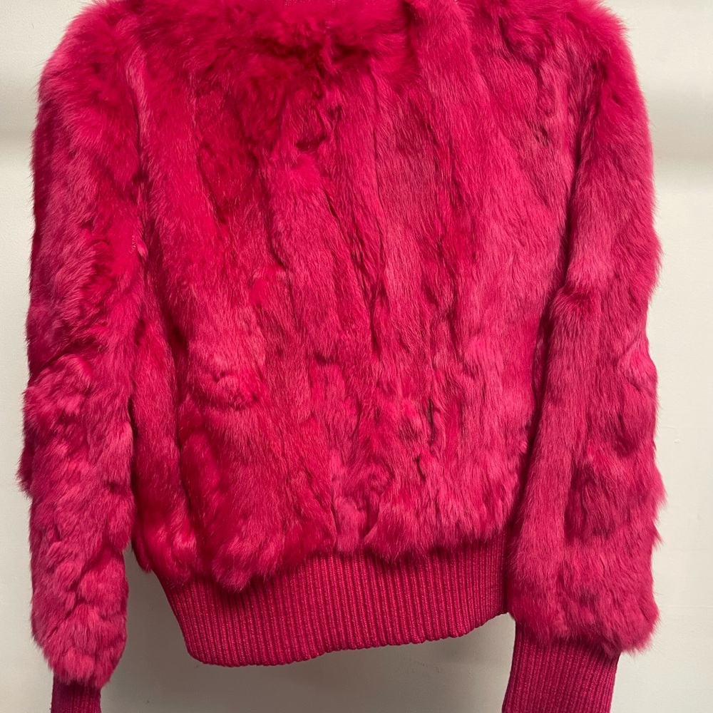 Women's Fuchsia Faux Fur Jacket - Picture 2 of 4